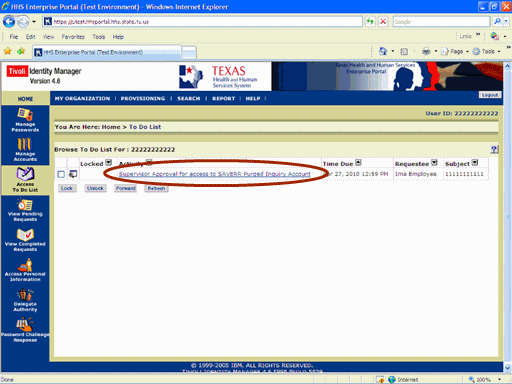 Screenshot of ITIM To Do List